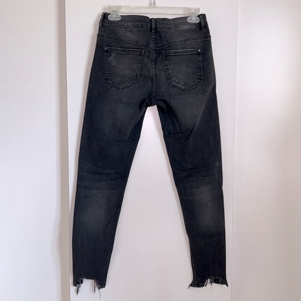 Zara Basic Z1975 Dark Gray Skinny Distressed Bike… - image 3